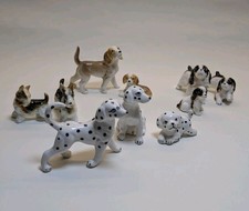 10 Vintage Miniature Bone China Dogs  Scottish Terrier Dalmatian Spaniel Beagle 