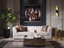 Divano moderno bianco tavolino imbottito soggiorno divani in tessuto