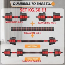 SET  MANUBRI E DISCHI KIT PALESTRA 50KG PESI BILANCIERE BILANCERE   MANUBRI TOP