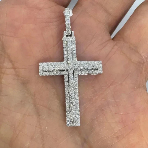 Ciondolo croce uomo moissanite