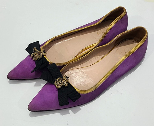 Gucci purple suede bee bow - bee,