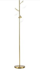 Homcom Lampada Piantana 3 Punti Luce, Metallo E Vetro, Oro