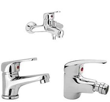 Set Completo Rubinetti Bagno Lavabo Bidet Vasca Design Elegante Ottone Cromato