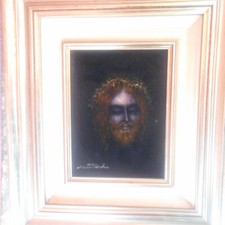 QUADRO MATITE COLORATE PASTELLO FIRMATO NINO PAROLA ? ECCE HOMO CM. 24 X 18