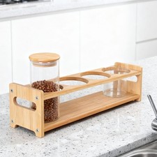 Portabottiglie per olio, mensola portaoggetti in legno per cucina, bancone,