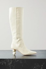 Stivali al ginocchio Cult Gaia Lola in pelle effetto serpente pelle bianco sporco alti 8,5 $700