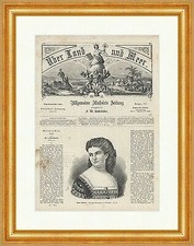 Maria Monbelli Marastoni cantante perle ritratto opera incisione su legno E 18510 incorniciato