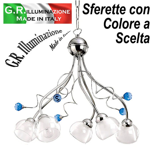 Lampadario moderno cromato - moderno, 5