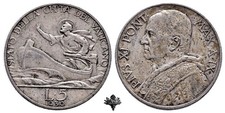 VATICANO 5 lire 1930 ARGENTO Papa Pio XI