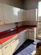 CUCINA IN LAMIERA E FORMICA COMPONIBILE ANNI 50 COSTRUITA NEL MICHIGAN U.S.A.