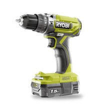 KIT TRAPANO AVVITATORE A PERCUSSIONE A BATTERIA RYOBI "R18PD2-115S" 18V, CON ...