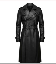 Cappotto lungo in pelle nera