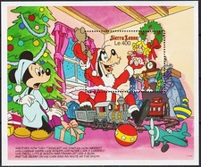 Sierra Leone 1990 Natale Disney Topolino Pippo Treno Aereo Orologio Cartoni Animati MNH
