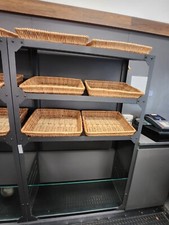 Scaffale espositore pane, nero e vetro, compreso di ceste e copertura igienica 