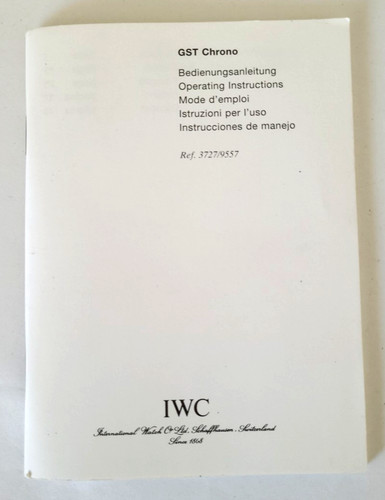 Iwc gst chrono - iwc, istruzioni