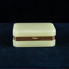 Antico cofanetto vetro opalino chiaro VERDE uranio italiano Fratelli FERRO