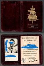 RARA TESSERA GIORNALISTA PROFESSIONISTA FASCISTA 1940 - 1944
