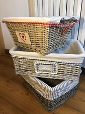 Tris Cesti Vimini Foderati Contenitori Portatutto Decorativi Con Difetti