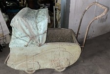 Carrozzina Per Bambini Vintage Anni 30/50 Con Capote In Pelle Modello Lusso