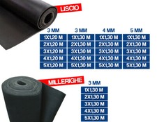 LASTRA IN GOMMA NERA 3-5 MM H 120 - 130 PAVIMENTO GOMMA LISCIA MILLERIGHE 16890V