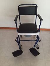 SEDIA COMODA DOCCIA A ROTELLE PER ANZIANI PIEGHEVOLE CON PEDANE ESTRAIBILI