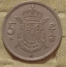 Spagna Espana - 5 Pesetas Ptas 1975 - Stella 77 - Juan Carlos - Moneta Coin
