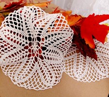  2 Centrini uncinetto In 100% Cotone Bianco Decorazione Casa  Ø 24 cm Handmade 