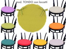 4 Cuscini Rontondi per Sedia Cucina Coprisedia Imbottiti Laccetti Tinta unita