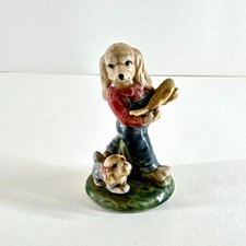 Vintage Figurine Girl Dog With