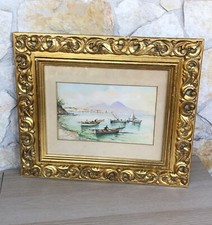 Quadro vintage -Marina Napoli- dipinto ad acquerello