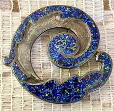 Spilla Margot de Taxco Smalto Sterling Blu Confetti Girocollo 5384 Aquila