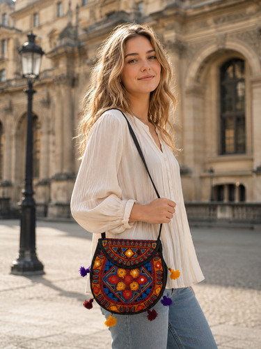 Borsa tracolla ricamata boho - ricamata,