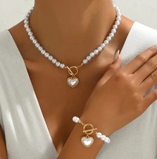 Set bracciale collana perle