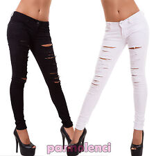 Jeans donna pantaloni strappi skinny elastici slim aderenti sexy nuovi G-5197-2