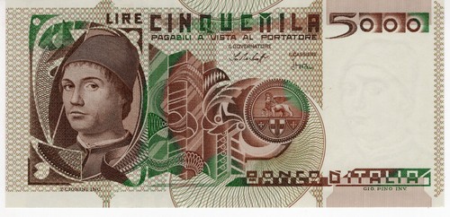 Italia banconota lire 5000 - italia,,