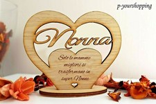 Cuore con Base con dedica nonna personalizzata in legno idea regalo cake topper