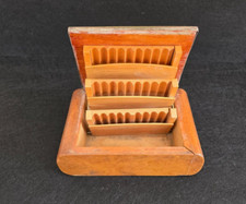 Porta Sigarette da Tavolo in Legno con Lamina in Metallo Prima Metà XX Sec.