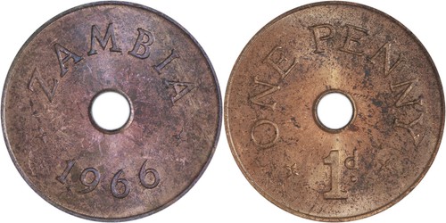 Zambia penny bronzo - zambia:, 1
