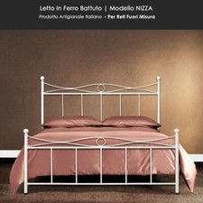 Letto in Ferro Battuto Matrimoniale Francese 140x190 145 150 155 x 200 cm NIZZA