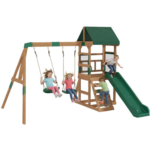 Parco giochi legno altalene - legno, 2