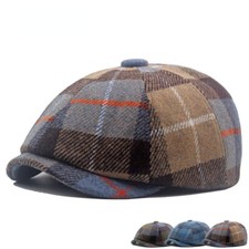 Uomo Misto Lana Plaid Coppola Cappello Vintage Cabbie Pittore Artista Basco