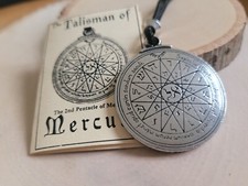 Collana Amuleto Ciondolo Talismano di Mercurio Pentacolo Salomone Sigillo della Magia 1,5"