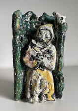 RARA STATUINA SCULTURA PIERO GAULI (1916-2012) SAN FRANCESCO CERAMICA SMALTATA