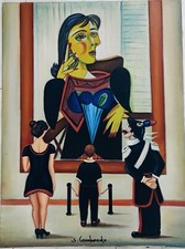 Salvo Lombardo, Franz Borghese, Guttuso  - Omaggio A Picasso- olio su tela -