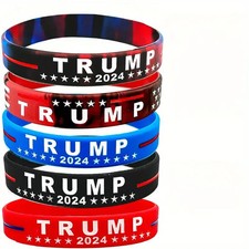 5 Braccialetti silicone MAGA Donald Trump 2024 "Take America Back" Charlie Kirk