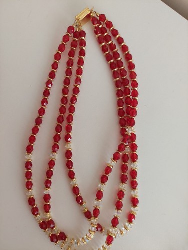 Collana perline rosse vetro - perline,