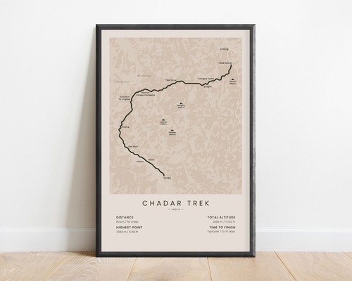 Stampa chadar trek - chadar, mappa