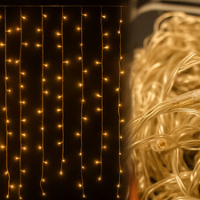 Tenda Natalizia LED 10m x 60cm Bianco caldo Cascata Luminosa per Esterni