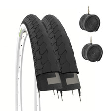 2 Copertoni bici 26 x 1 3/8 + 2 Camere d'aria 26"x1 3/8 olanda bianconero 37-590