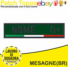 Patch Personalizzata Toppa Ricamata con Nome Bandiera Italiana e Gruppo Sanguign
